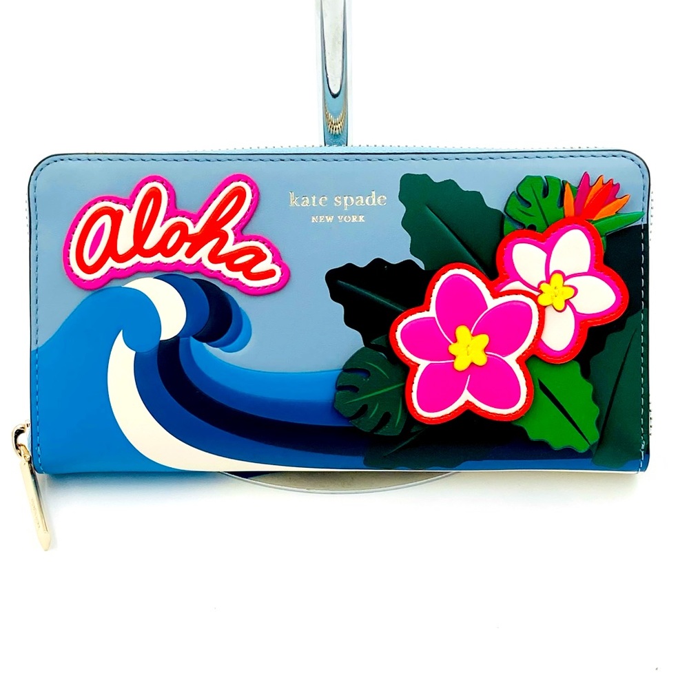 *ON HOLD* Kate Spade Hawaii Exclusive 3D Aloha Floral Zip Around Long Wallet NEW